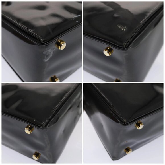 Salvatore Ferragamo Gancini Shoulder Bag Enamel Black Gold - Picture 16 of 16